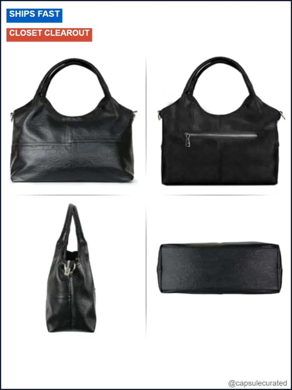 Vegan Leather Hobo Tote Handbag with Satchel Strap, Women's Medium Purse